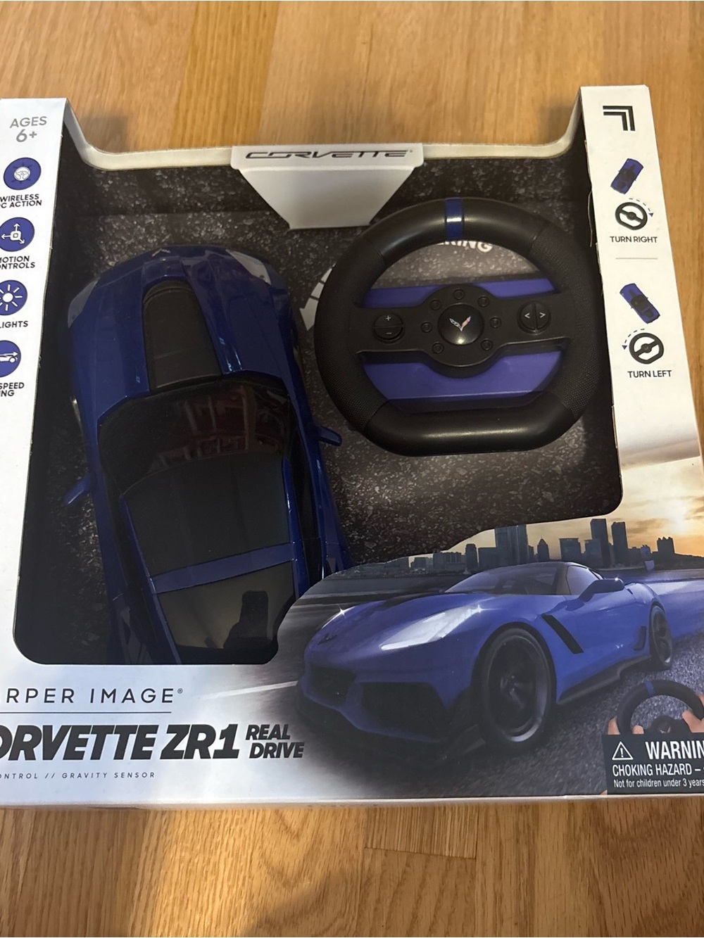 Sharper Image Corvette ZR1 Remote Control Car NEW Blue Toy Real Drive